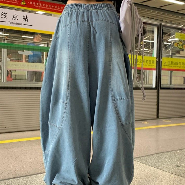 Women jeans [free square scarf pendant] retro summer versatile