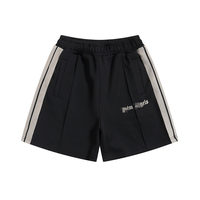Palm Angels Shorts Flocking Alphabet Stripe Color Match Casual Shorts