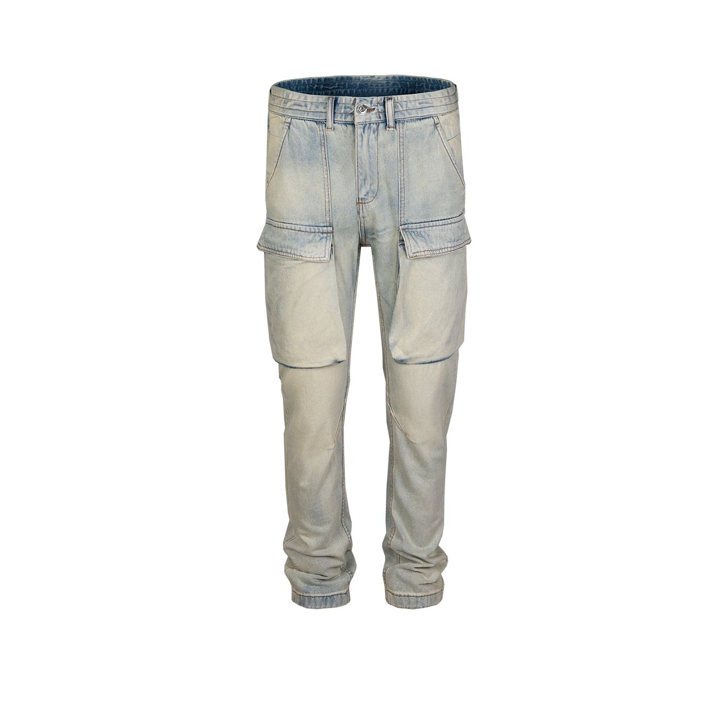 MIJKO Men's Vintage Pants MIJKO Washed Trousers Men's and Women's Old Straight Jeans