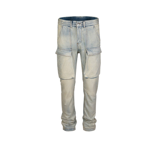 MIJKO Men's Vintage Pants MIJKO Washed Trousers Men's and Women's Old Straight Jeans