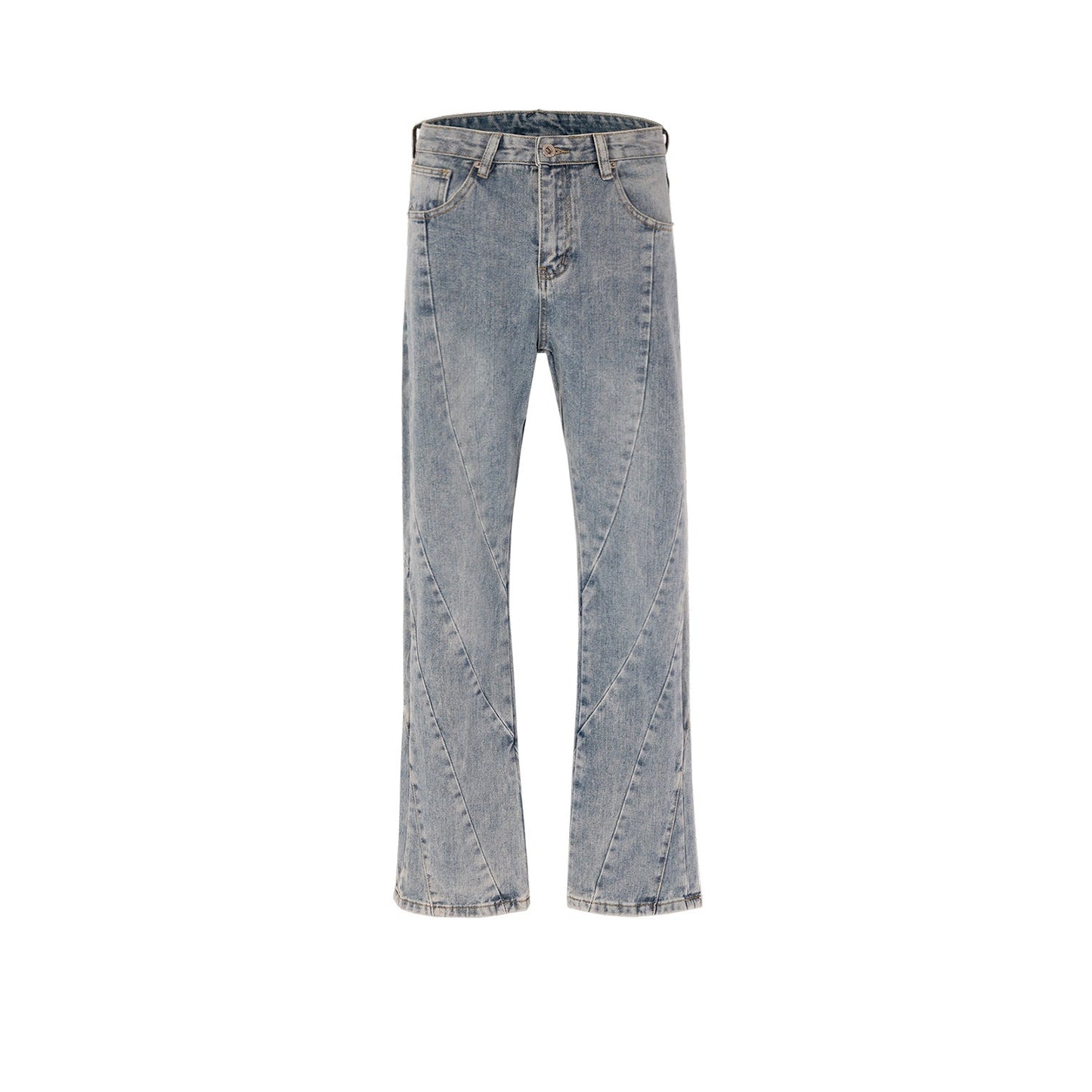 MIJKO Men Vintage Pants MIJKO washed old trousers spliced micro-pull jeans