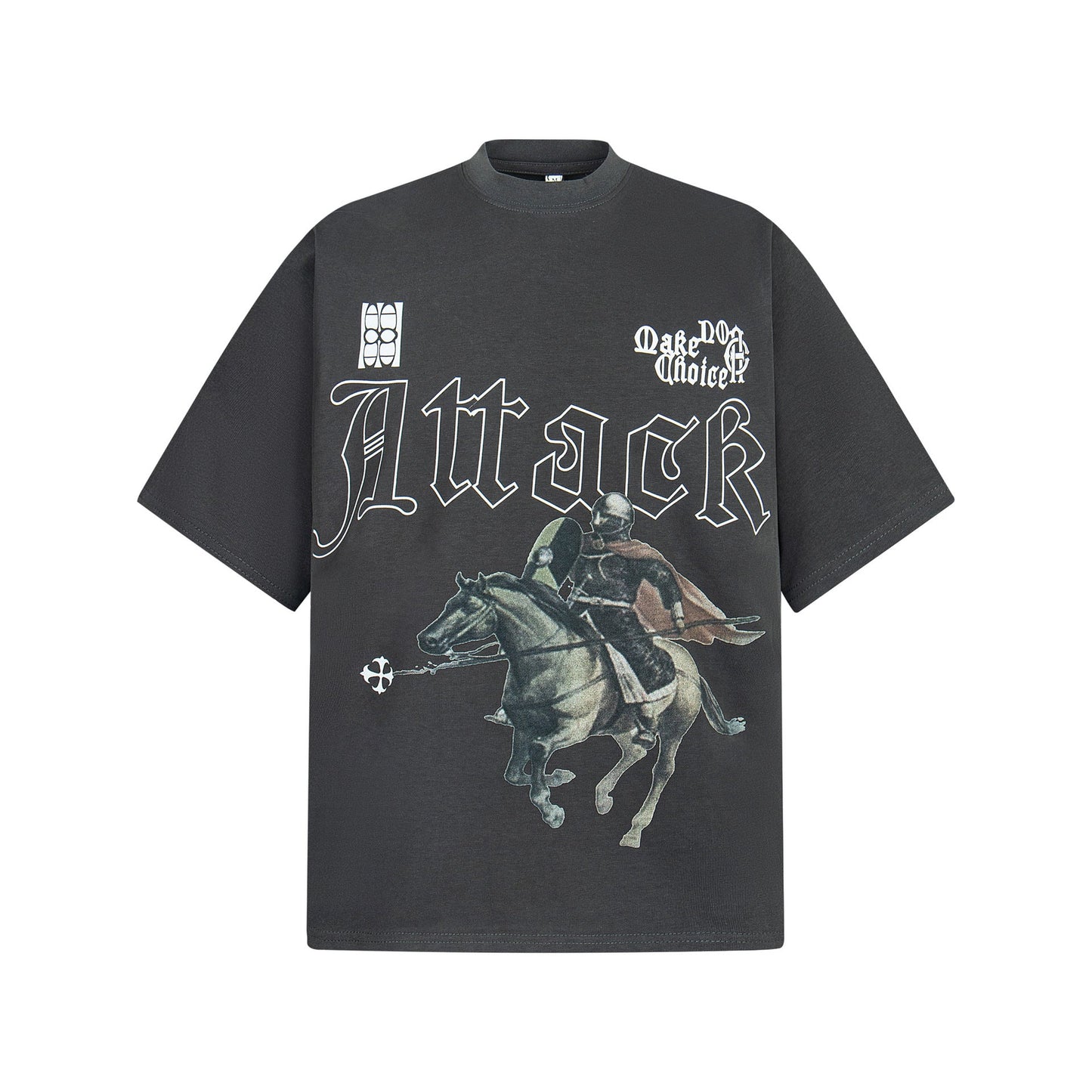 Unisex T-shirts Street Vintage Cavalry Character Men's Loose Short Sleeve T-Shirt