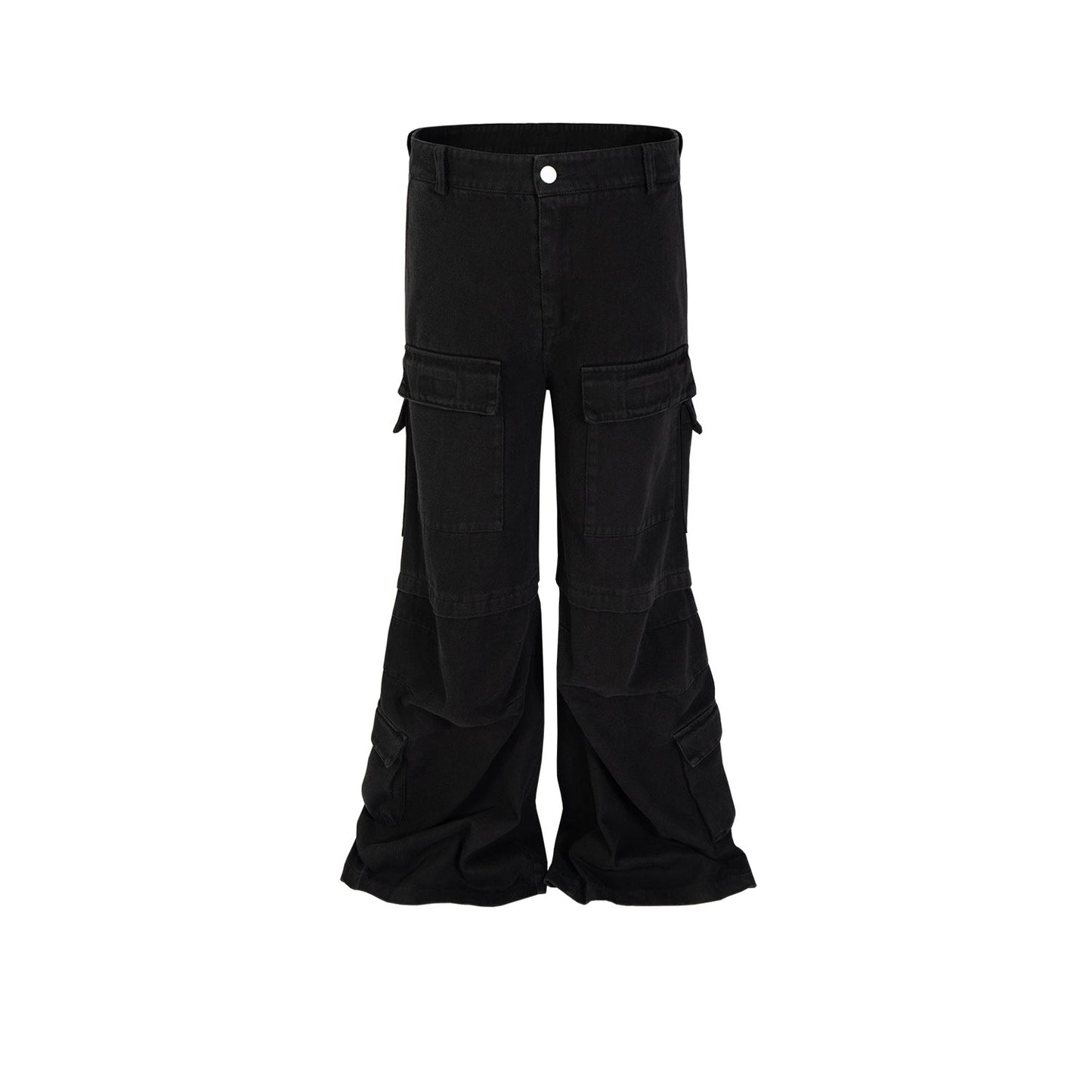 MIJKO Mens Vintage Pants Black Hip Hop Unisex Bootcut Mainstream Fashion Pants