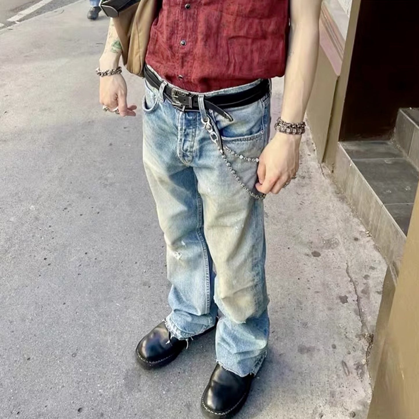 MIJKO Men's Vintage Pants MIJKO Men's Women's Vintage Washed Old Trousers Jeans