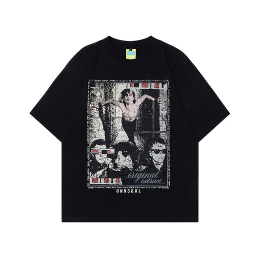 Unisex T-shirts High Sense Painting Character Design Vintage T-Shirt