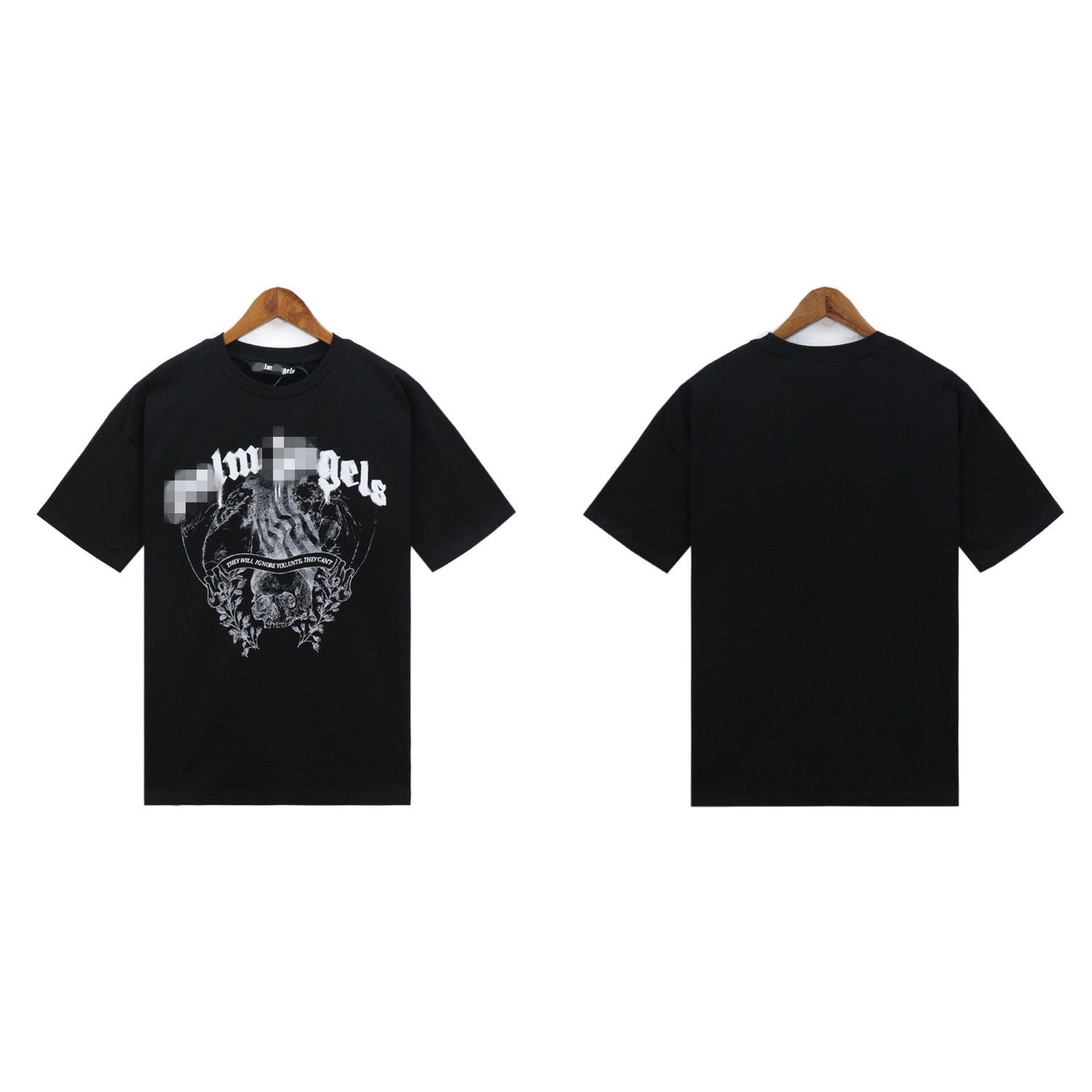 Palm Angels T Shirts Smoke Skull Angel Print Short Sleeve T-Shirt