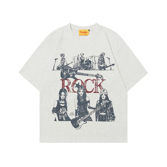 Unisex T-shirts Summer Painting Band Men's Loose Short Sleeve T-Shirt