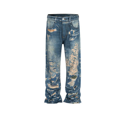 MIJKO Men's Vintage Pants MIJKO Men's Jeans Straight Design Men's and Women's Trousers