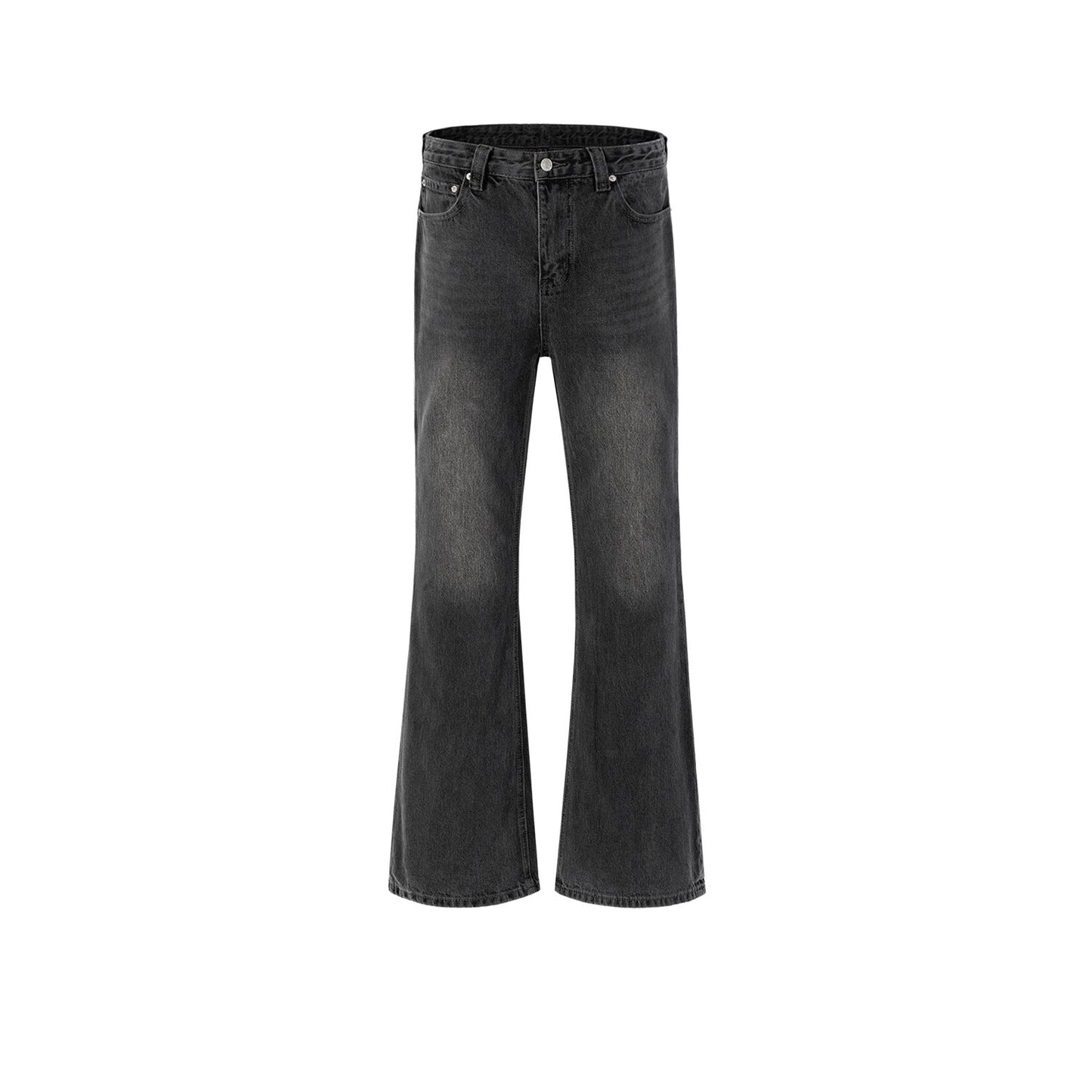 MIJKO Mens Vintage Pants MIJKO BootCut Old Wash Water Old Black Grey Jeans