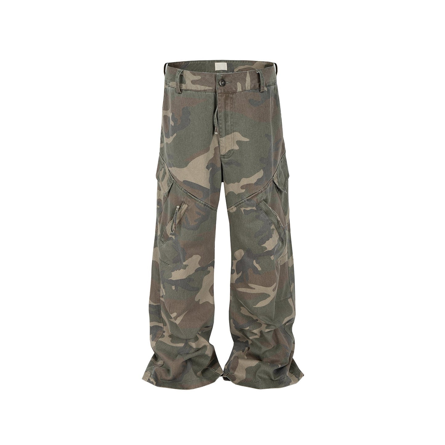 MIJKO Men's Vintage Pants MIJKO camouflage old-fashioned overalls men's and women's zipper pants