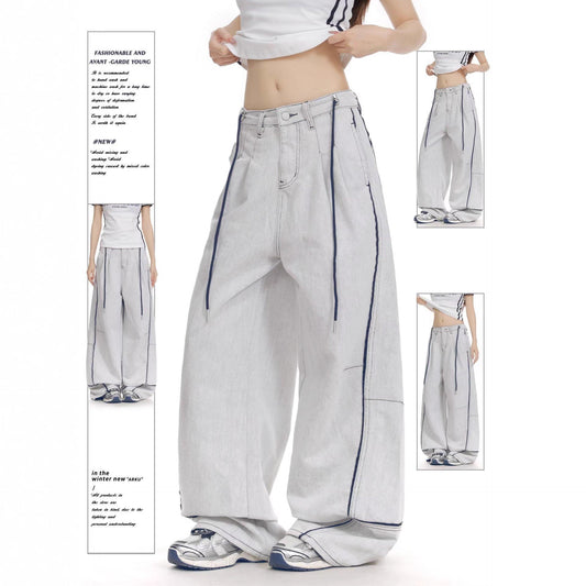 Women jeans patchworkretro topstitch