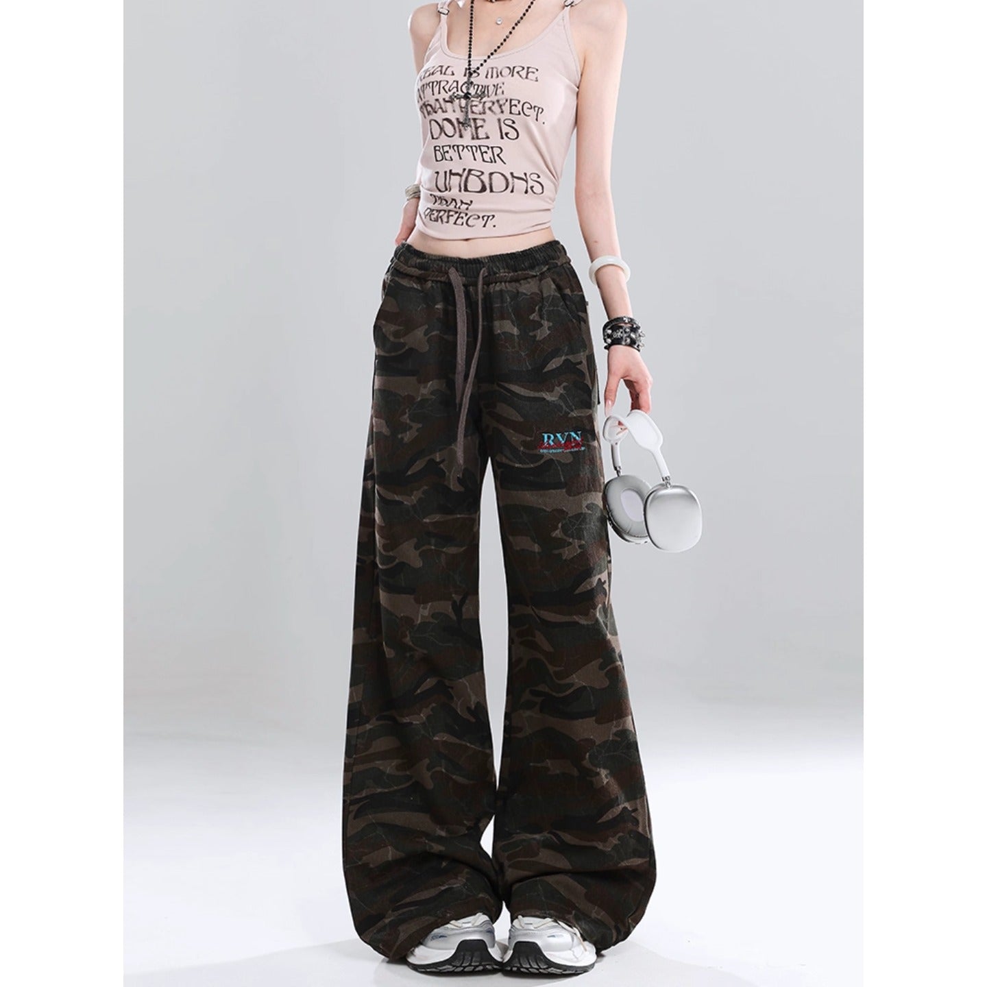 Women jeans camouflage elastic high waist
