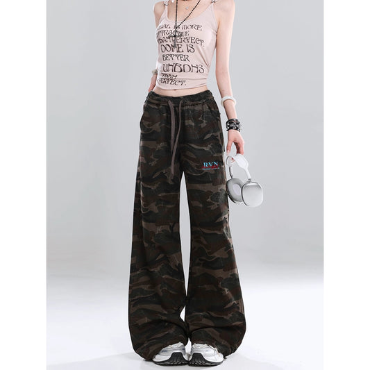 Women jeans camouflage elastic high waist