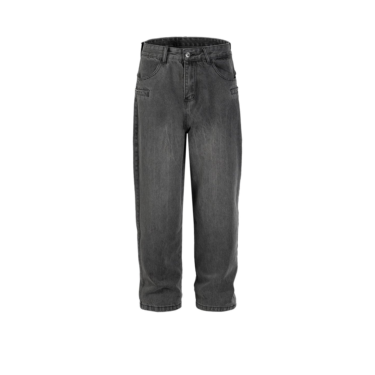 MIJKO Men Vintage Pants MIJKO Washed Old Trousers Straight Tide Street Tide Jeans