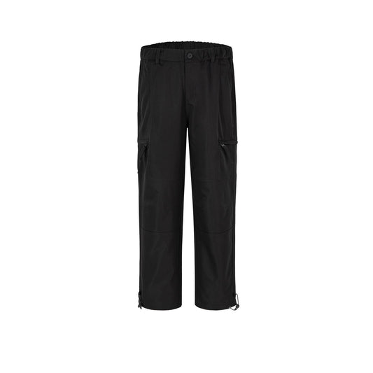 MIJKO Men Vintage Pants MIJKO Straight Pants Drawstring Pants Zipper Casual Pants