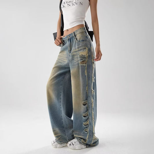 Women jeans summerhigh waistloose holes
