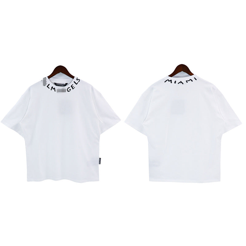 Palm Angels T Shirts Collar Letter Print Short Sleeve T-Shirt