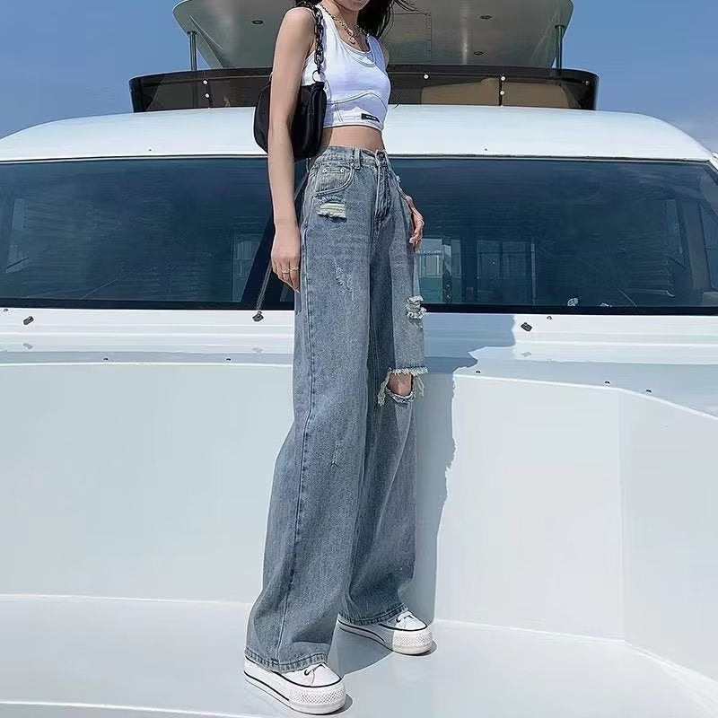 Women jeans ripped summer loose
