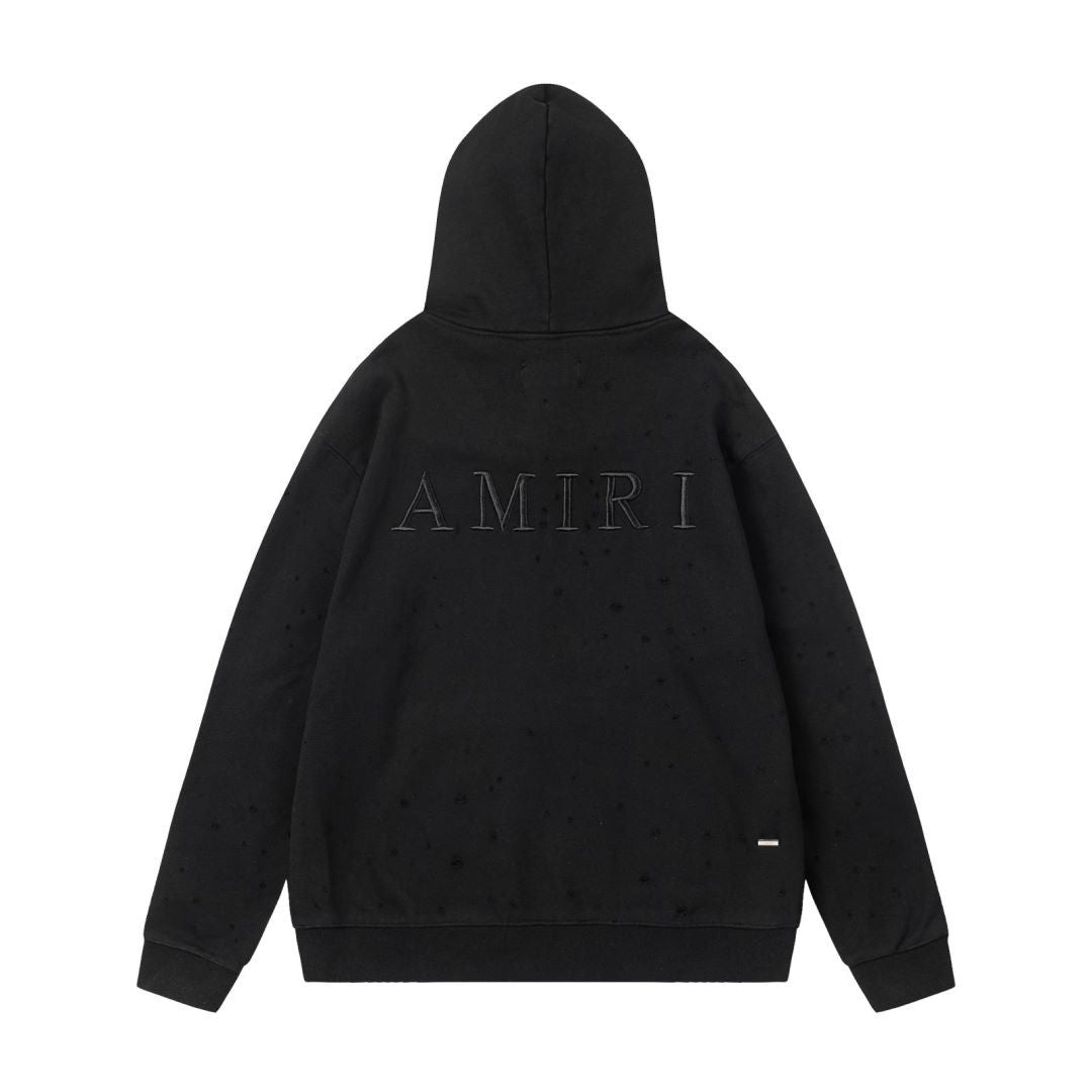 Amiri Hoodie AMI logo embroidered hooded sweater with holes