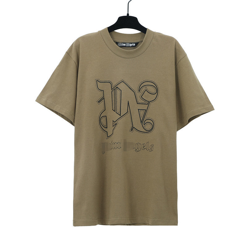 Palm Angels T Shirts Embroidered Letter Logo Short Sleeve T-Shirt
