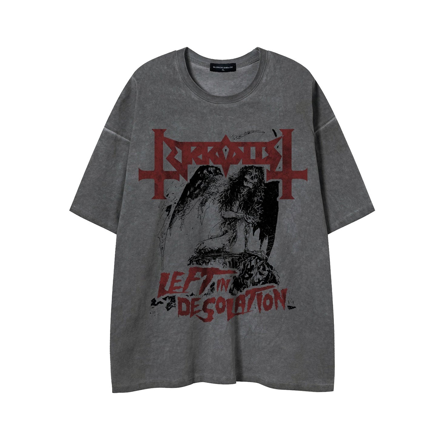 Unisex T-shirts Street Wash Old Character Summer Short Sleeve T-Shirts