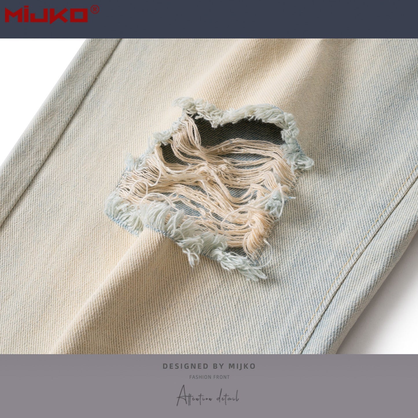 MIJKO Mens Vintage Pants Ripped Wash Water Old Jeans