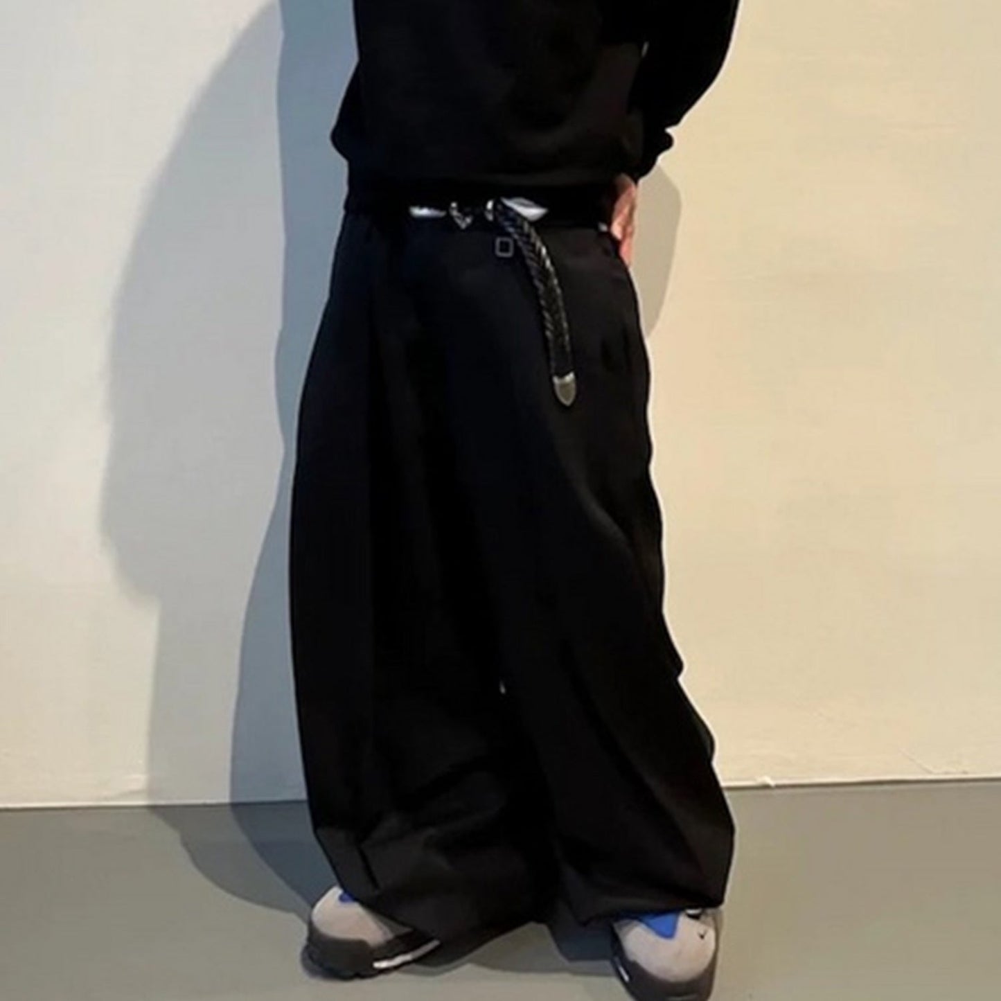 Color straight casual trousers