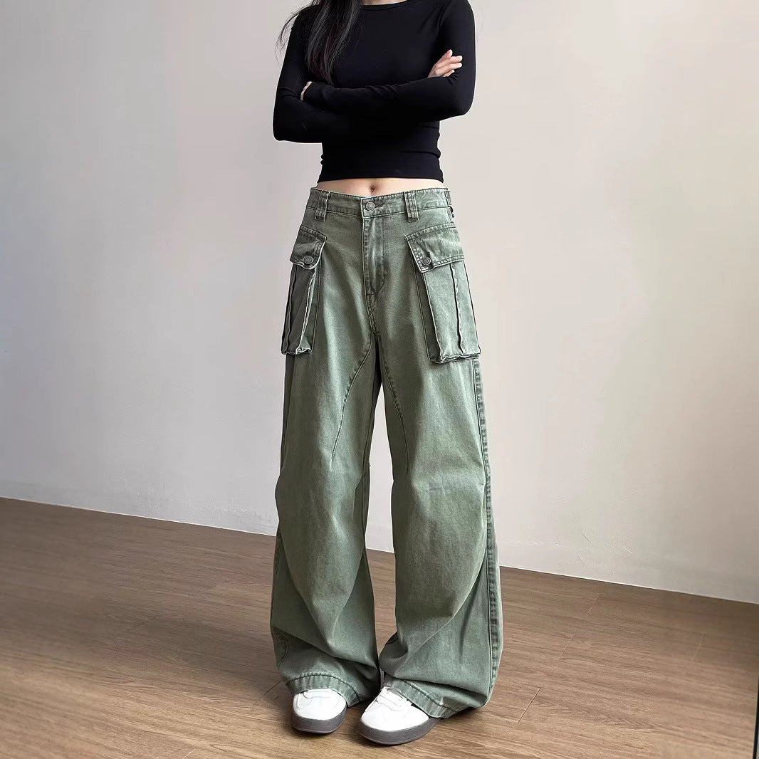 Women's Jeans Retro Women's Spring and Summer Loose Tooling Jeans