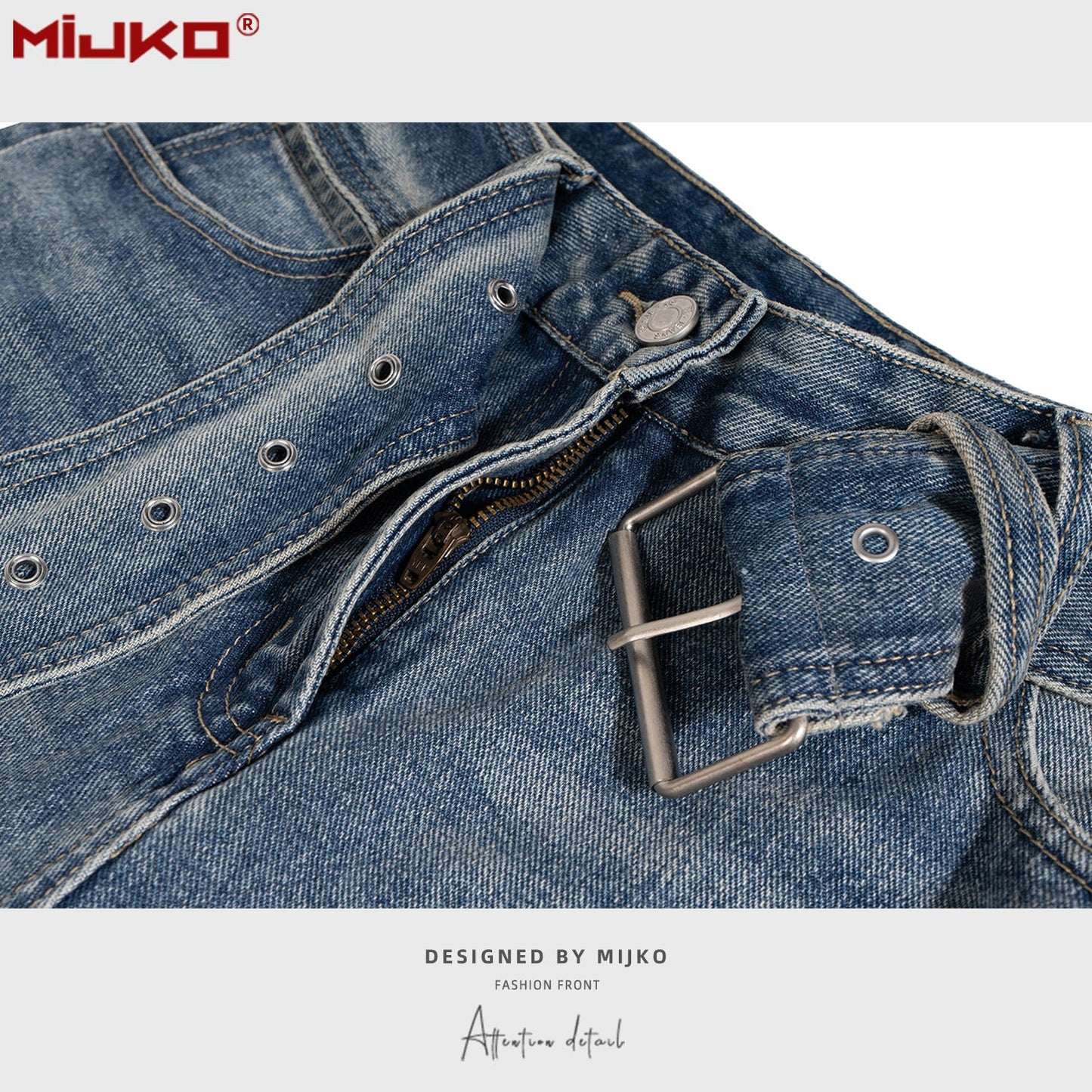 MIJKO Mens Vintage Pants Straight Loose Jeans