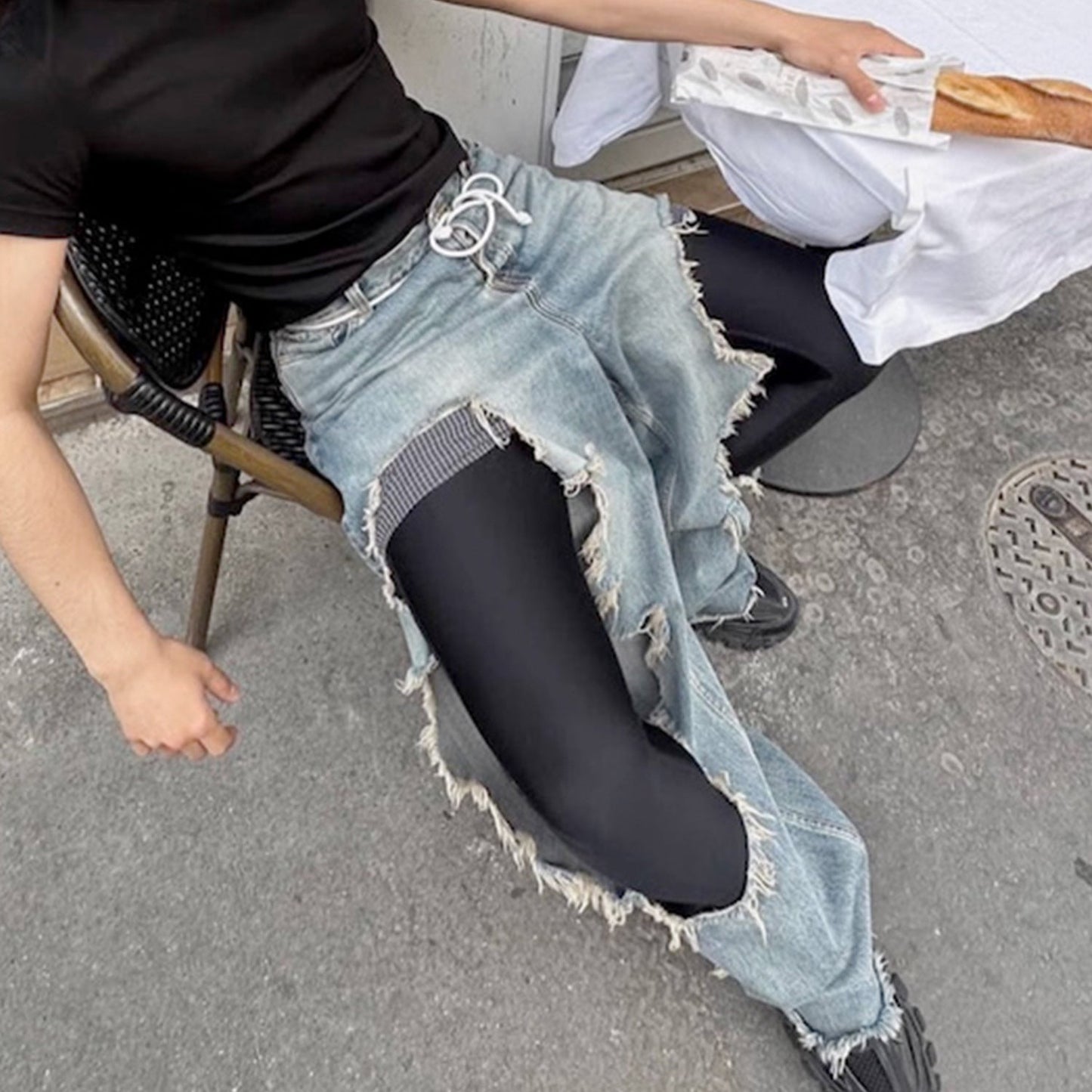 MIJKO Mens Vintage Pants MIJKO Trousers Washed Retro Blue Jeans