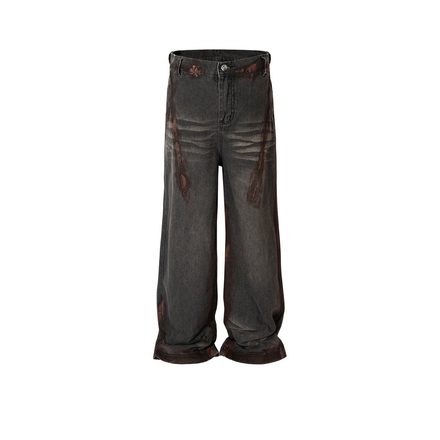 MIJKO Mens Vintage Pants Washed Straight Jeans