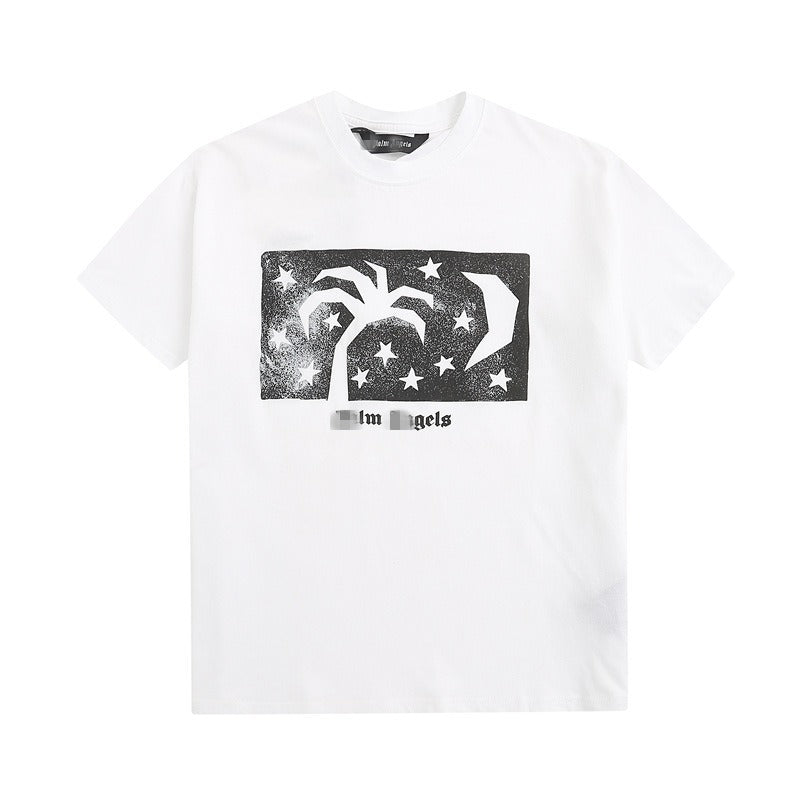Palm Angels T Shirts Star Moon Print Short Sleeve T-Shirt
