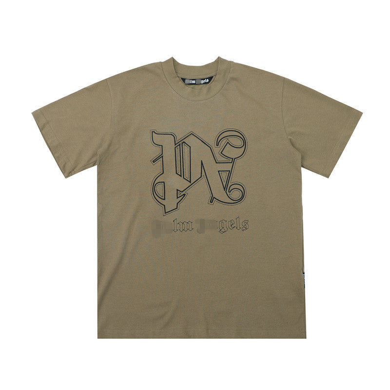 Palm Angels T Shirts Embroidered Letter Logo Short Sleeve T-Shirt