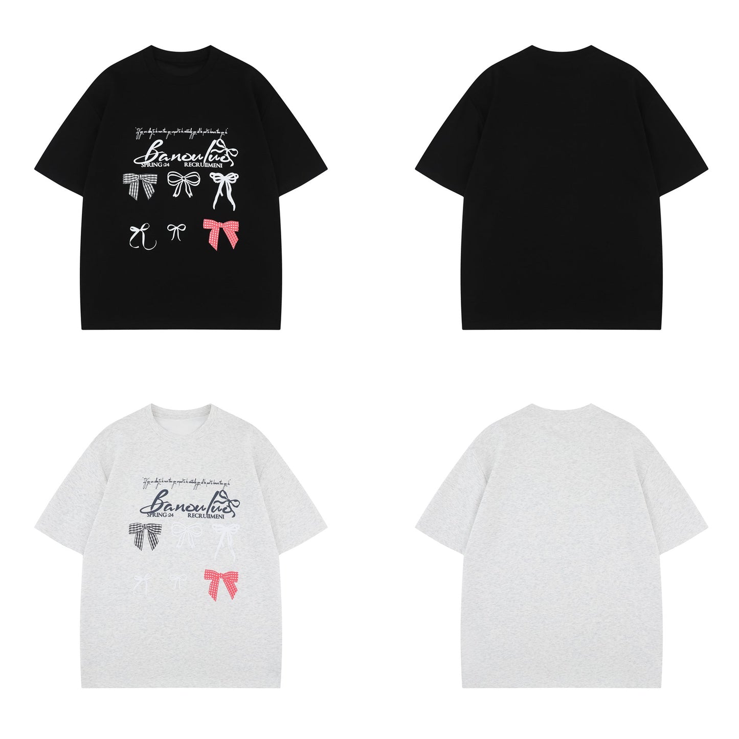 Unisex T-shirts Premium Bow Pattern Design Loose T-Shirt