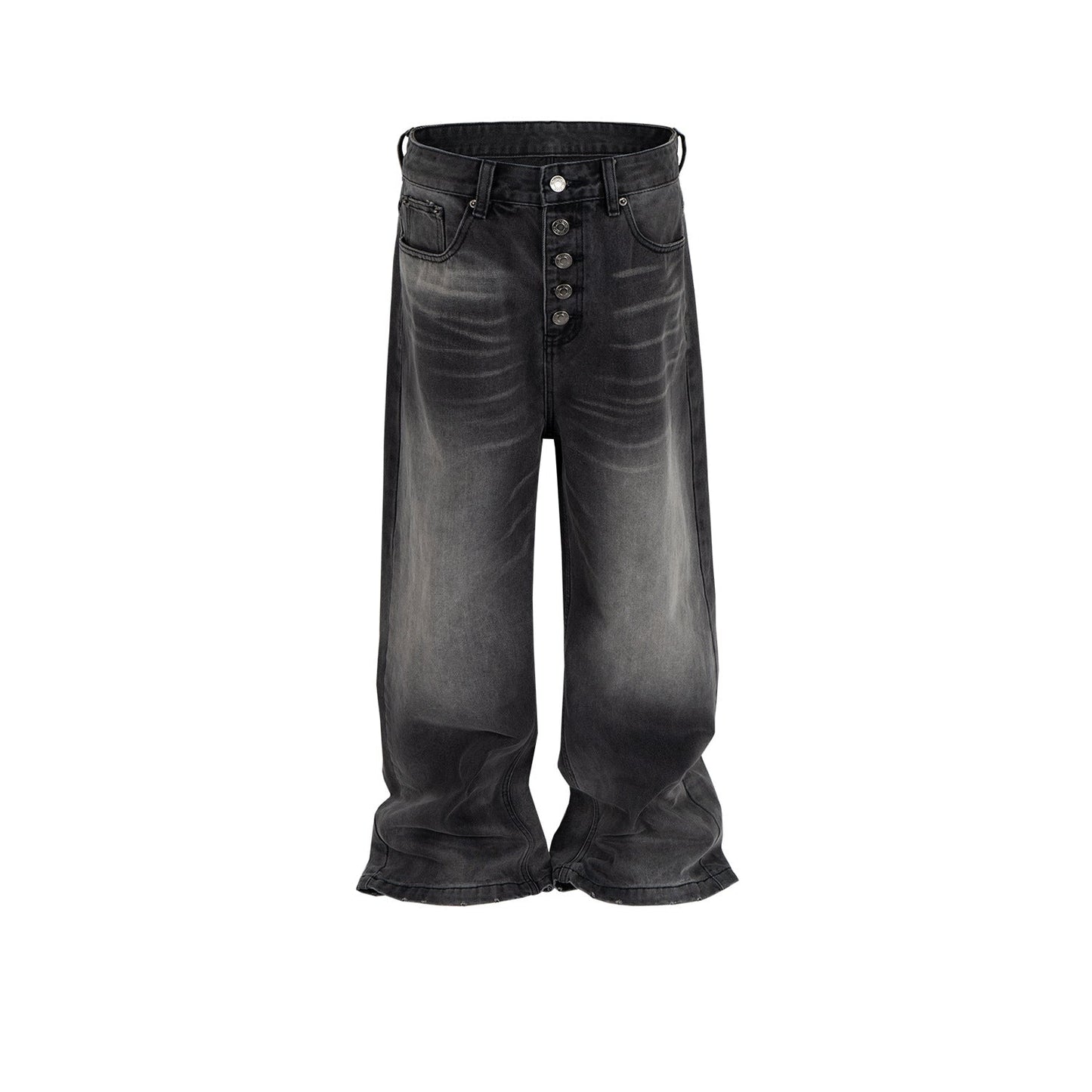 MIJKO Men Vintage Pants MIJKO women's retro washed old jeans breasted design men's and women's trousers