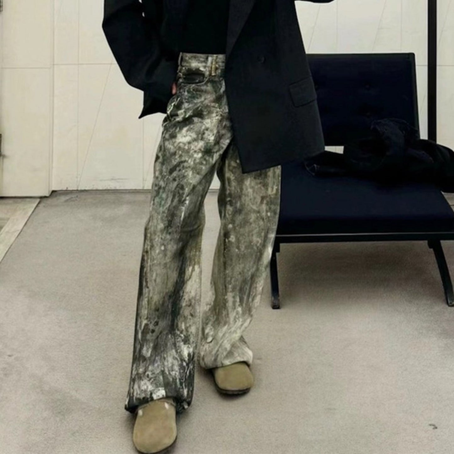 MIJKO Mens Vintage Pants Distress Unisex Pants