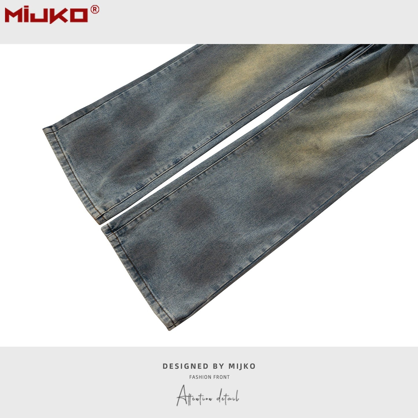 MIJKO Mens Vintage Pants Distress Wide Leg Jeans