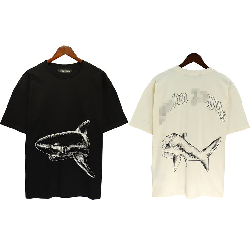 Palm Angels T Shirts Sketch Break Shark Alphabet Short Sleeve T-Shirt