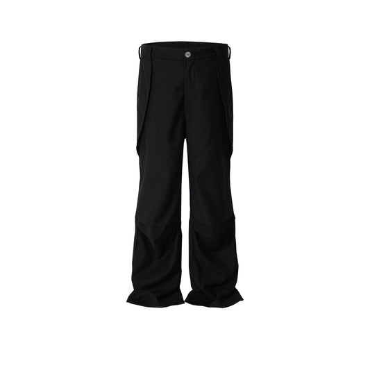 MIJKO Men Vintage Pants MIJKO Spliced trousers pleated casual trousers