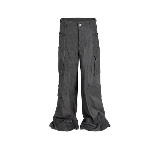 MIJKO Mens Vintage Pants MIJKO Tidy Pull-Up Grey Casual Pants