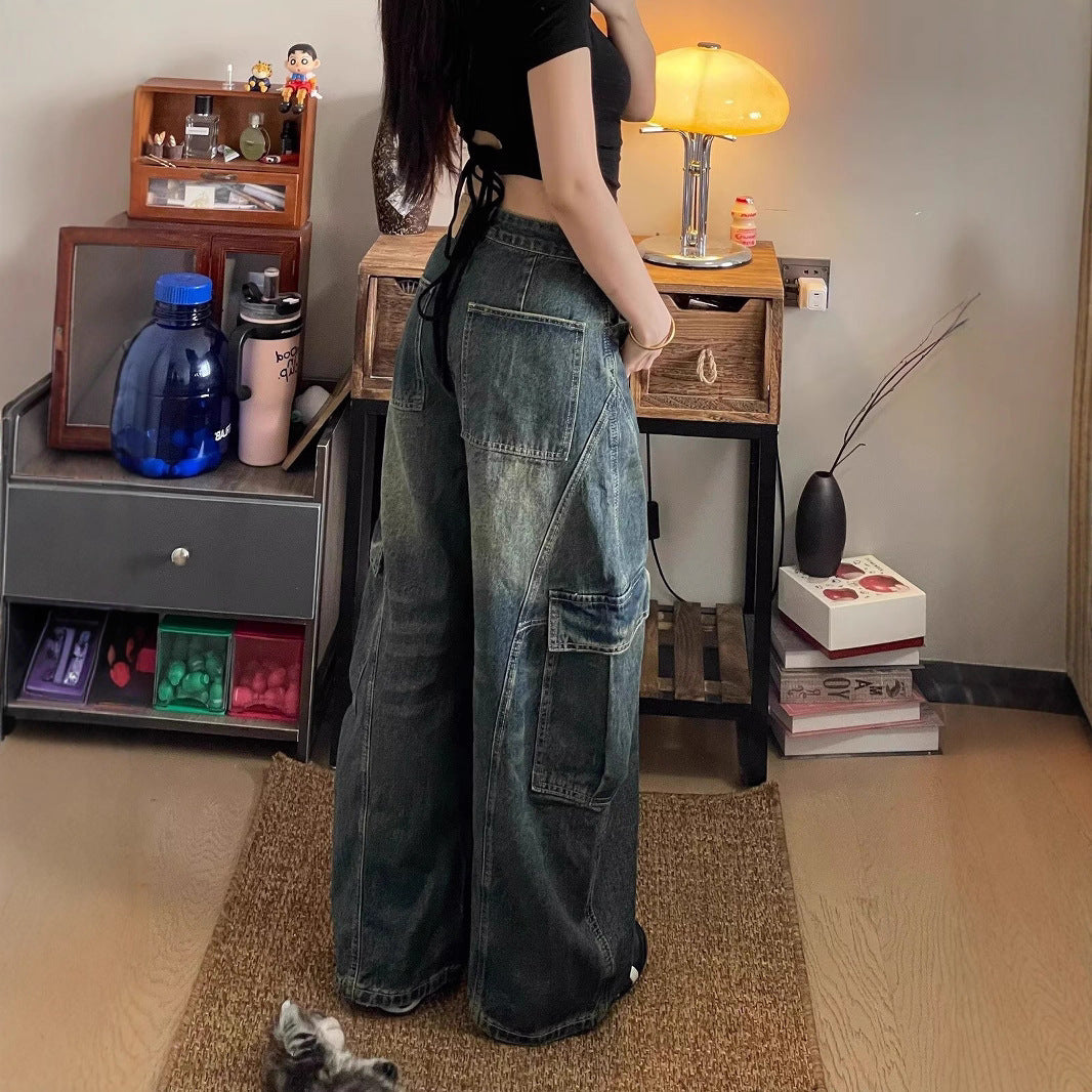 Women jeans loose washed