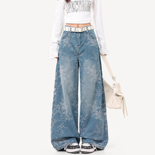 Women jeans jacquard high waist