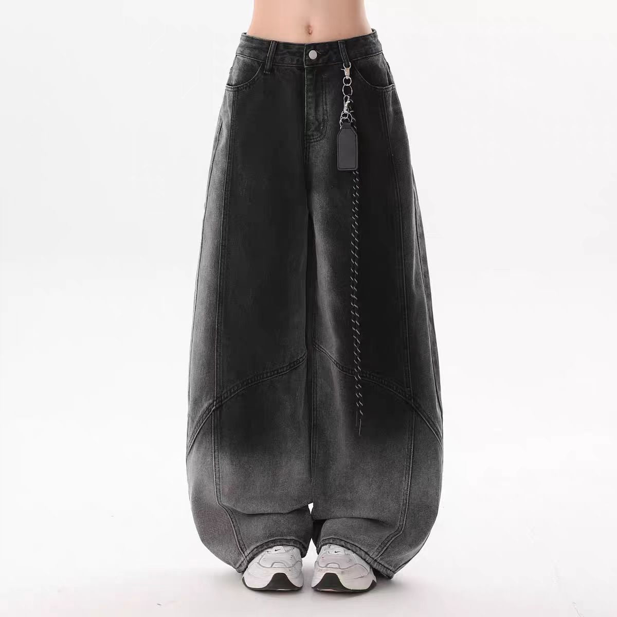 Women jeans retro gradual change washed scimitar jeans slacks