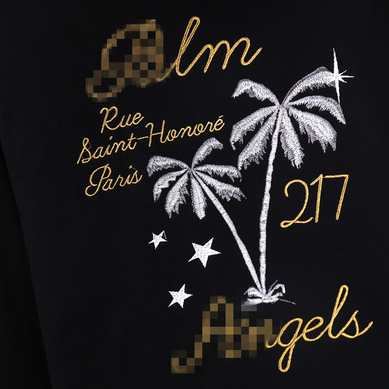 Palm Angels Hoodie Coconut Tree Pin Embroidered Hooded Sweater