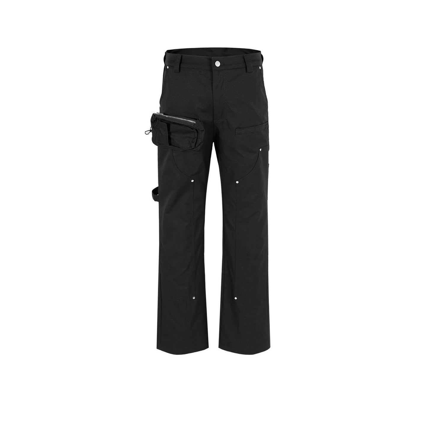 MIJKO Mens Vintage Pants MIJKO Pocket Functional Wide-Foot Casual Pants