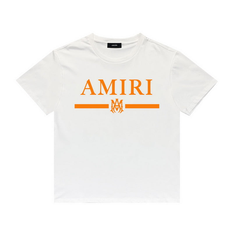 Amiri T Shirt Gold Cup Letter Printed Round Neck