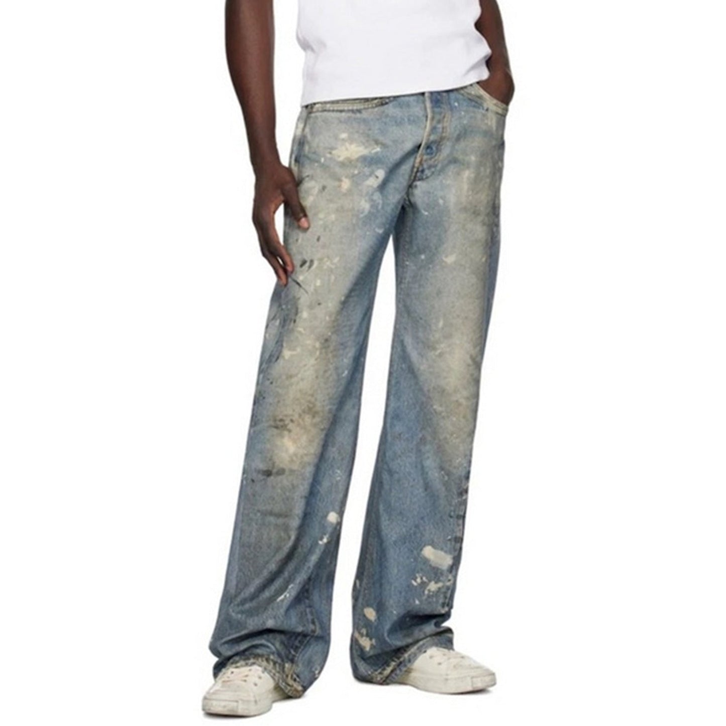 MIJKO Men's Vintage Pants MIJKO Men's Women's High Street Straight Pants Jeans