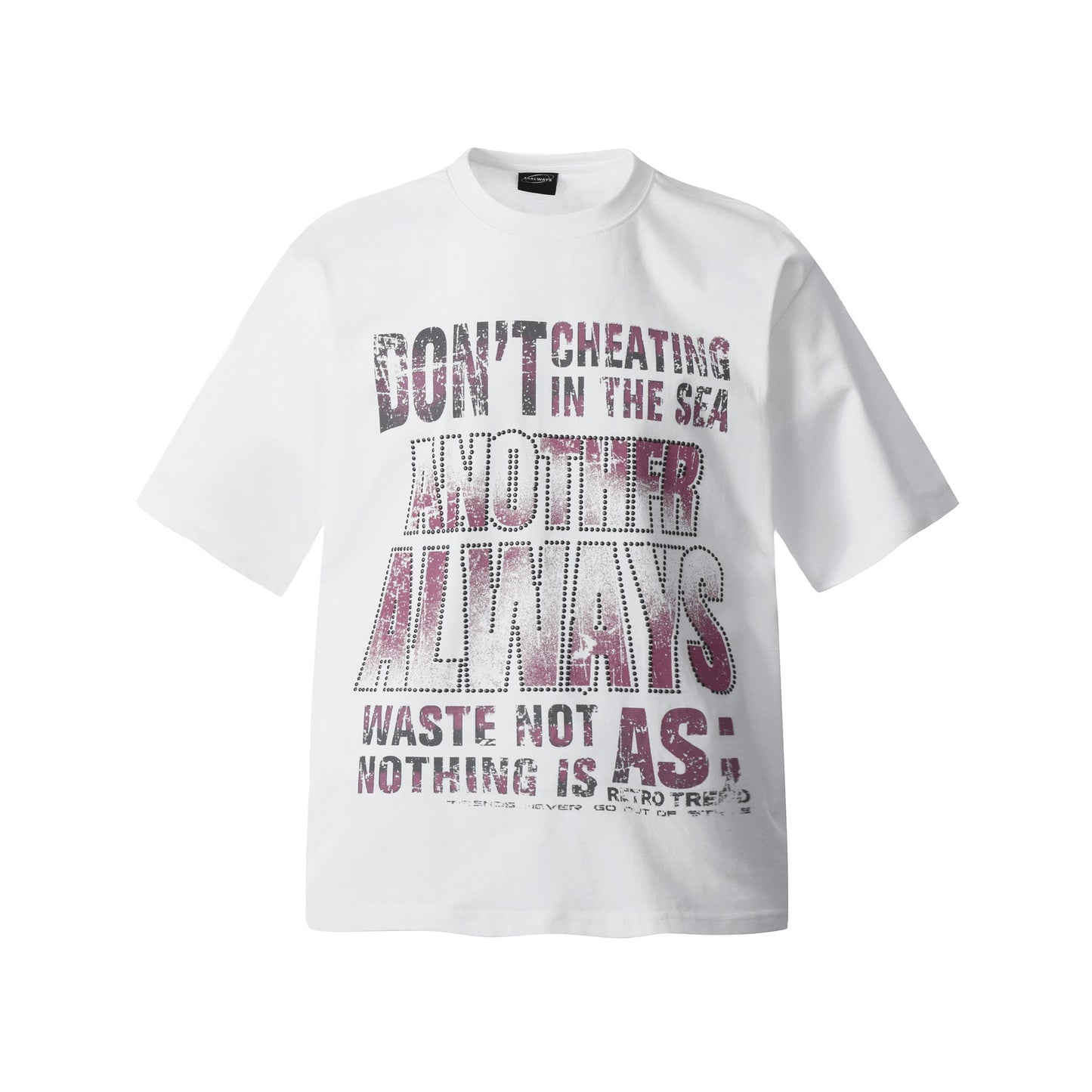 Unisex T-shirts Summer Letter Bead Men's Loose Crew Neck Short Sleeve T-Shirt