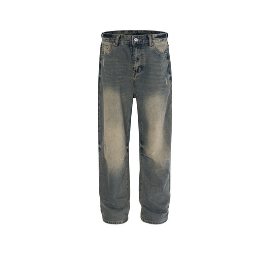 MIJKO Men's Vintage Pants MIJKO Trousers Men's and Women's Washing Straight High Street Style Trendy Jeans