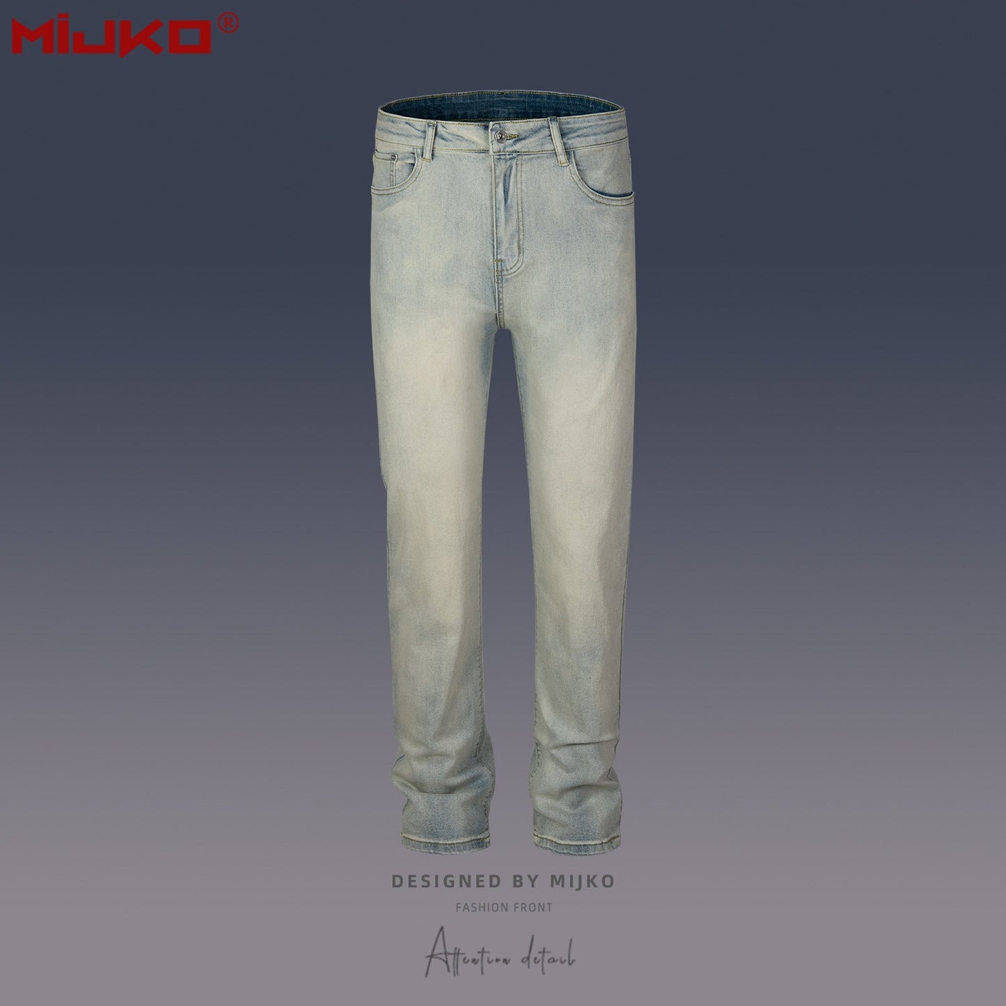 MIJKO Mens Vintage Pants Ripped Wash Water Old Jeans